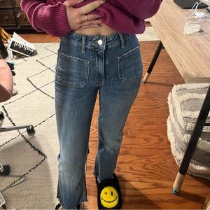 ZARA High Rise Cropped Flare Jeans